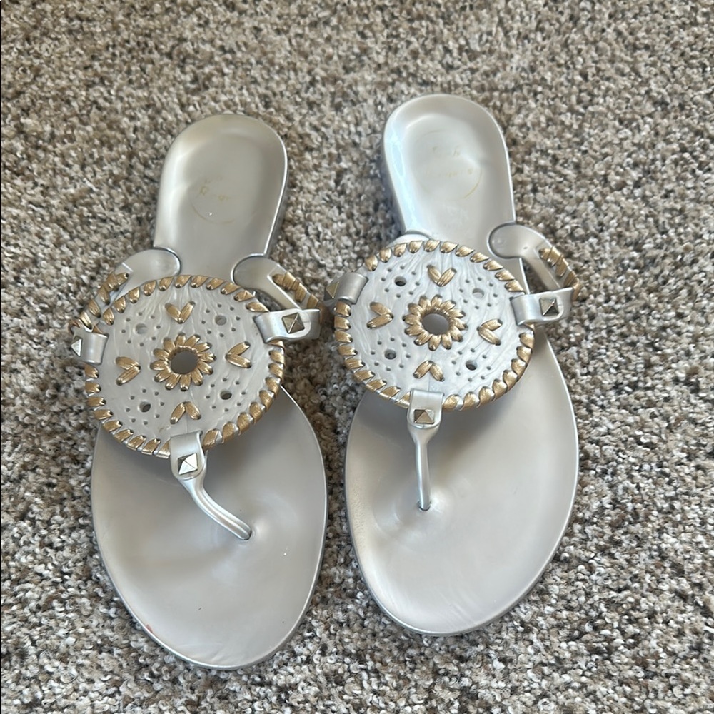 Jack Rodgers, silver jelly flip-flops size 9
